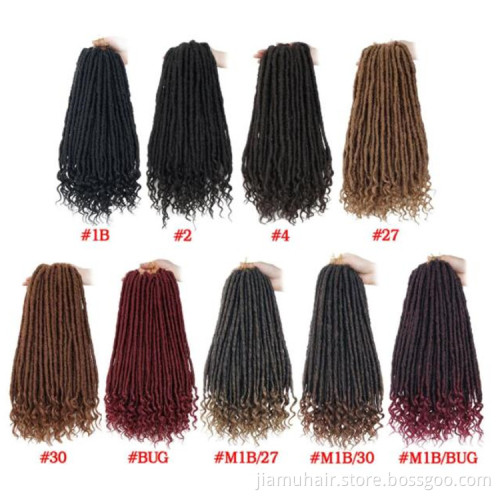 Soft Natural Black Synthetic Soul Goddess Locs Extensions with Curly End Braiding Hair Faux locs crochet hair